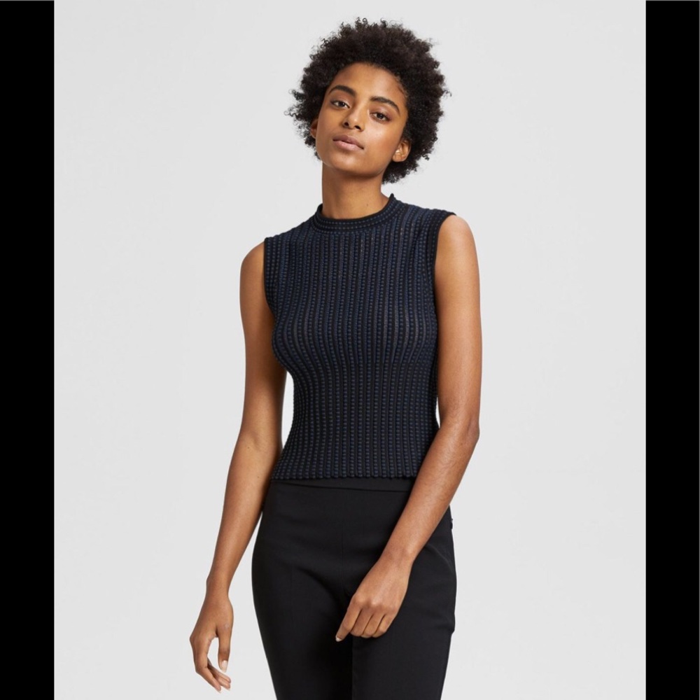 Blue black ribbed Theory tank